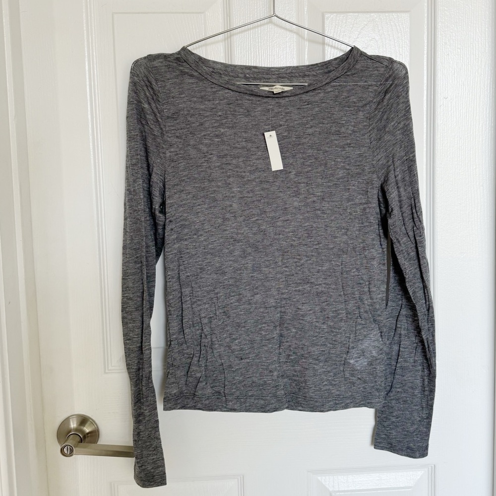 Madewell Thin Heather Gray Long Sleeve Tee